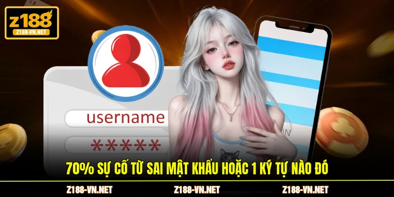 70% sự cố từ sai mật khẩu hoặc 1 ký tự nào đó