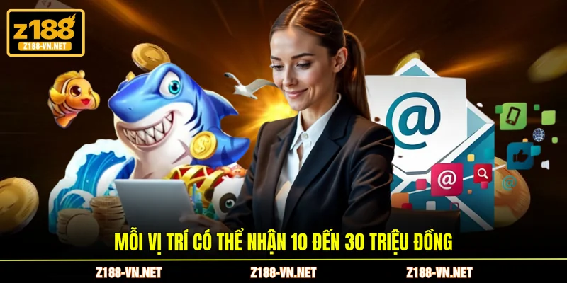 Mỗi vị trí có thể nhận 10 đến 30 triệu đồng